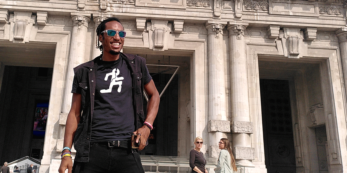 AY in a Momo tee. For real. On the streets of Milano. In a music video. Showbiz.