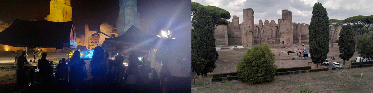 The Terme Di Caracalla is imposing even on a Monday afternoon, but transformed for showbiz at night.
